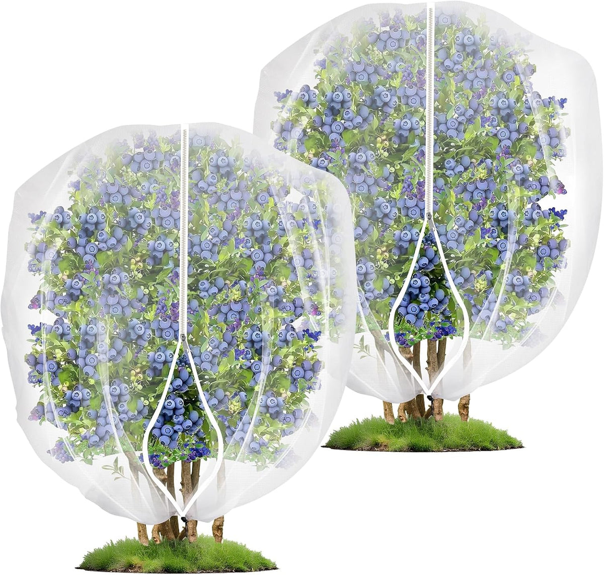 2 Pack Fruit Tree Netting Covers with Zipper & Drawstring – Ultra Fine Mesh Plant Protection Bags for Birds, Deer, Bugs & Garden Pests, 4 x 5 FT