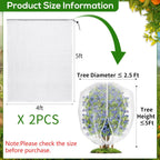 2 Pack Fruit Tree Netting Covers with Zipper & Drawstring – Ultra Fine Mesh Plant Protection Bags for Birds, Deer, Bugs & Garden Pests, 4 x 5 FT
