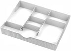 CAXXA 3 Slot Drawer Organizer with 4 Adjustable Dividers - Drawer Storage 7 Compartments Junk Drawer Organizer for Office Desk Supplies and Accessories, White