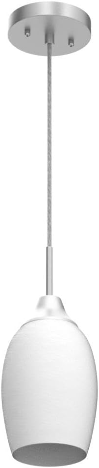 Mini Glass Pendant Light 1-Light with Handblown White Swirl Art Glass Adjustable Cord Brushed Nickel Finish 4.72" Modern Hanging Pendant Light for Kitchen Dining Room Living