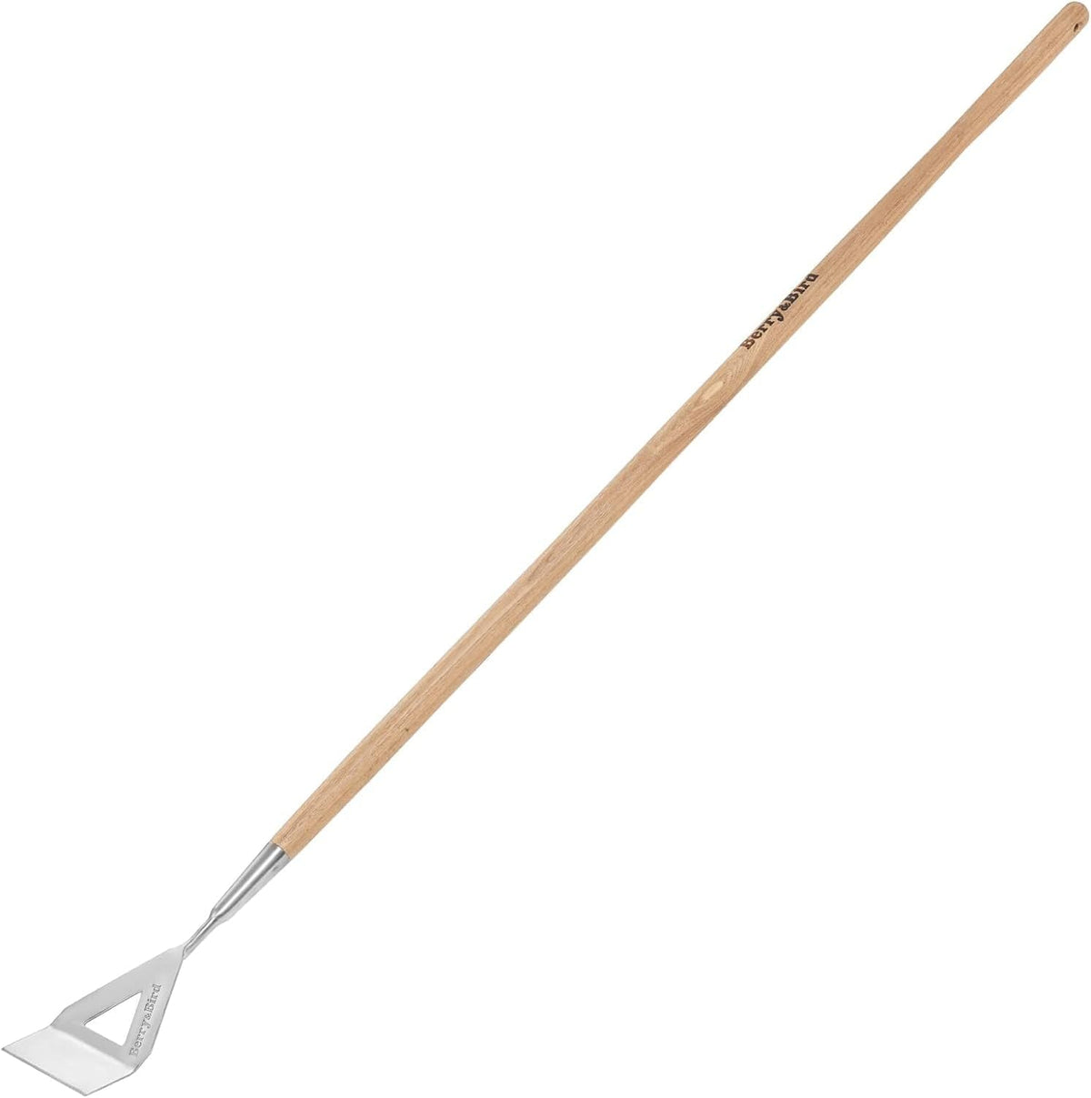 Berry&Bird Dutch Hoe, Stainless Steel Head with Wooden Handle Weeder, Women Heavy Duty Garden Tool for Weeding and Cultivating