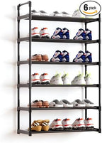 Metal Storage Shoe Rack,Large Capacity Shoe Organizer, Free Individual Assembly for 18-21 Pairs, for Entryway,Closet, Bedroom, Black (6 Tiers)