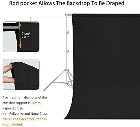 12x10 FT Black Backdrop Background, 100% Polyester Photography Backdrop Screen Foldable Washable Black Screen for Professional Photo Studio Photoshoot Portraits Party
