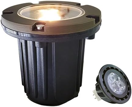 MALORY Low Voltage Landscape Lights, (4.6''H) Brass Top Cover 12V Outdoor In Ground Lights, LED Landscape Well Lighting for Pathway, Driveway, Deck Step and Garden 1 Pack with MR16 Bulb (Flat Top)