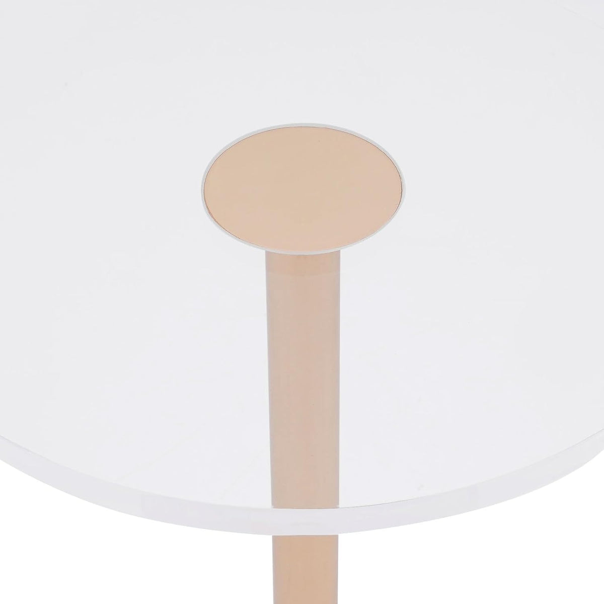 Modern Side Table with Cylindrical Base, Clear Acrylic End Table, Brushed Brass Metal Side Table for Office Living Room and Bedroom (Medium Round Base)