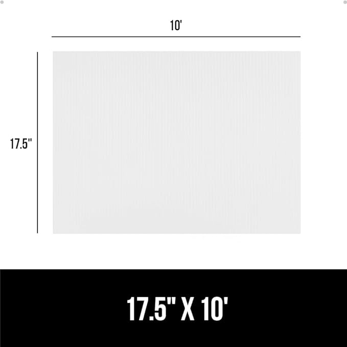 GORILLA GRIP DuraGuard Shelf Liner, Non-Adhesive Cabinet Liners for Kitchen Drawers, Shelves, Refrigerator, Pantry Storage, Bathroom Closet, Durable Waterproof BPA Free Ribbed Plastic, 17.5x10 White