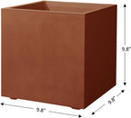 Deroma Millennium 10” Cube Planter | Light & Durable Plastic | Indoor or Outdoor Square Pot for Patio/Porch | Includes Water Reserve & Drain Plug | Trendy Planter for Plants, Flowers, Garden | Rust