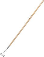 Berry&Bird Swoe Garden Hoe, 61.8'' Stainless Steel Long Handled 3 Edge Hoe with Wooden Hand, Mini Angled/Warren Hoe, Soil Cultivator Weeding Tool for Grass Flower Backyard