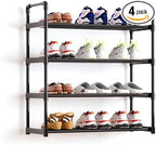 Metal Storage Shoe Rack,Large Capacity Shoe Organizer, Free Individual Assembly for 12-15 Pairs, for Entryway,Closet, Bedroom, Black (4 Tiers)