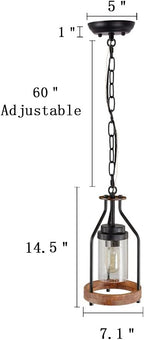 Giluta Simple Pendant Light Retro Island Pendant Lighting Fixture, Farmhouse Kitchen Hanging Ceiling Light with Glass Shade for Bedroom Living Room Bathroom (P0039)