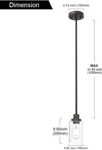 Vintage 1-Light Hanging Ceiling Fixture Pendant Light, Oil Rubbed Bronze Mini Lighting Chandelier with Clear Glass Shade for Kitchen Island Farmhouse