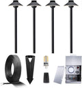 12V Brass Landscape Black Path Lighting Kit (4 Pack Path Lights) with 75W Low Voltage Transformer and 100 Feet Cable and 20Pack Wire Connectors for Outdoor House Garden Patio Walkway