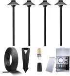12V Brass Landscape Black Path Lighting Kit (4 Pack Path Lights) with 75W Low Voltage Transformer and 100 Feet Cable and 20Pack Wire Connectors for Outdoor House Garden Patio Walkway