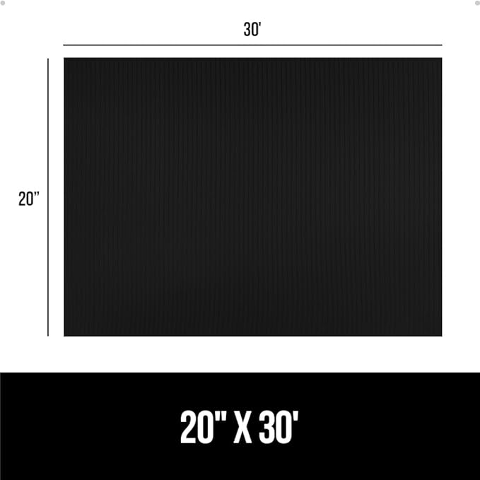 GORILLA GRIP DuraGuard Shelf Liner, 20x30 Non-Adhesive Cabinet Liners for Kitchen Drawers, Shelves, Refrigerator, Pantry Storage, Bathroom Closet, Durable Waterproof BPA Free Ribbed Plastic, Jet Black