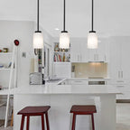 Black Pendant Light Fixture with Opal White Glass, Farmhouse Mini Chandelier for Kitchen Island Hallway