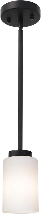 Black Pendant Light Fixture with Opal White Glass, Farmhouse Mini Chandelier for Kitchen Island Hallway