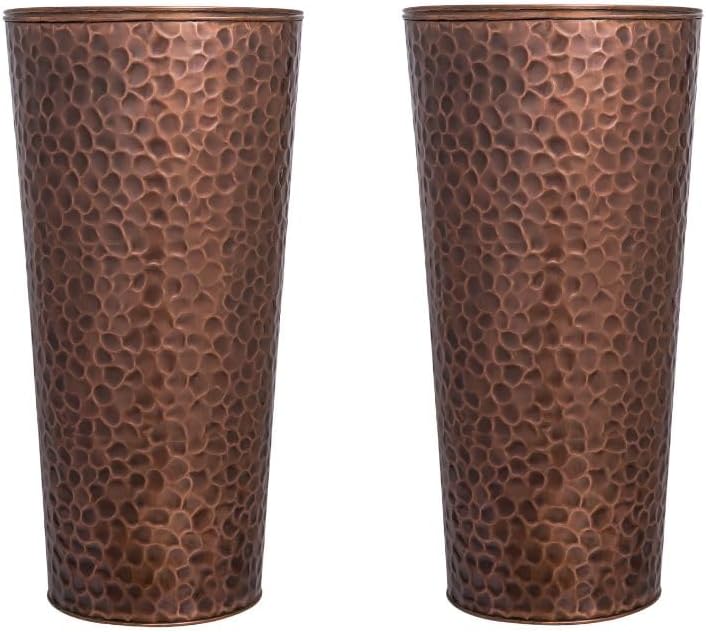 H Potter Large Tall Planter Pots Outdoor Indoor Copper Flower Decorative Set of Two GAR684 (Set of Two)