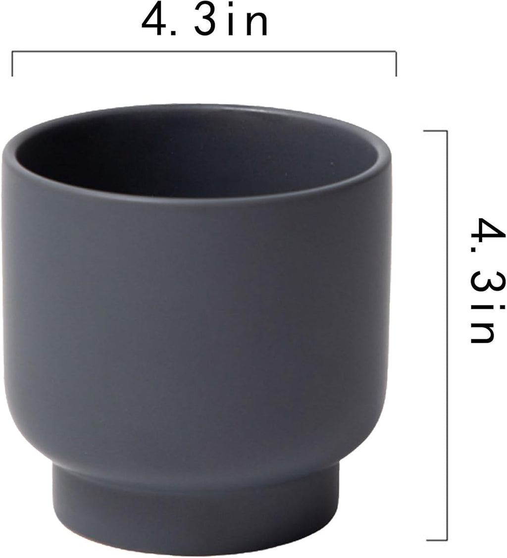 LB Grey Ceramic Planters for Indoor Plants, Succulent Plant Pots Ceramic Flower Pots, Modern Plant Pot for Living Room Office Home Decor, Round Flower Pot of 4.3 Inch(Plant Not Included)