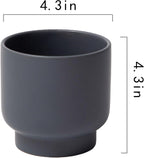 LB Grey Ceramic Planters for Indoor Plants, Succulent Plant Pots Ceramic Flower Pots, Modern Plant Pot for Living Room Office Home Decor, Round Flower Pot of 4.3 Inch(Plant Not Included)