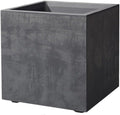 Deroma Millennium 10” Cube Planter | Light & Durable Plastic | Indoor or Outdoor Square Pot for Patio/Porch | Includes Water Reserve & Drain Plug | Trendy Planter for Plants, Flowers, Garden | Black