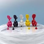 Balloon Dog Mini Poop Dog Decoration Desktop in Living Room Art Animal Small Statue, Bookshelf Decor (Black and White)