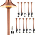 Brass 12V Path Lights Outdoor, IP65 Waterproof Low Voltage Landscape Pathway Lights(Hat) Copper for Walkway Driveway Garden Yard with 3W LED G4 Bulb 2700K Warm White(12 Pack)