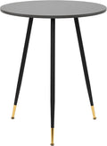 NOBPEINT Round Modern Wooden Side Table, 28 Inches End Table with 3 Metal Legs (Grey)