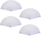 HUNANBANG Product Image 4 Pieces Folding Hand Fans Church Wedding Gift, Party Favors, DIY Decoration Gift Size9 Wholesale (Wht 4pack)