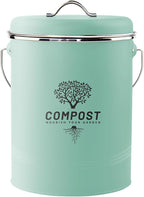 Kitchen Countertop Compost Bin, Odor Resistant Indoor Compost Bin with Lid and Charcoal Filter, Rust Resistant Coated Compost Bucket, Compost Container, Mint