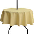 Outdoor Tablecloth Wrinkle-Free Stain Resistant Waterproof Polyester Fabric Table Cover with Zipper Umbrella Hole for Picnic/Party/Dinner/Patio Garden(60inch Round,Zippered,Yellow)