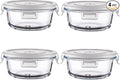 4Pack Round Glass Food Storage Containers With Lids, 1.5 Cup Round Meal Prep Bowls With Lids BPA-Free, Small Glass Food Containers for Soup Leftover, Microwave, Dishwasher, Freezer Safe