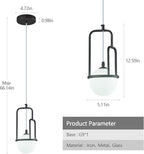 5 Inch Modern Black Pendant Light Globe Pendant Light Fixture Mid Century Pendant Lighting for Kitchen Island Dining Room Living Room Bedroom(3 Pack)