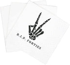 SharkBliss RIP Forties Cocktail Napkins, 100 Pack RIP Forties Death to My 40s Dirty 50 Birthday Paper Cocktail Beverage Napkins in Bulk for 50th Birthday | 2-Ply, 5x5" (RIP Forties Napkins)