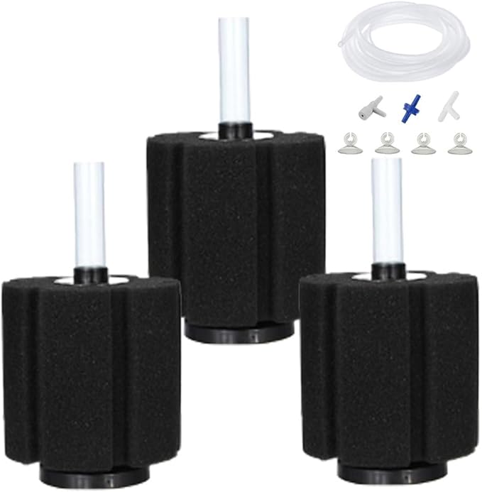 Bio Sponge Filter for Betta Fry Aquarium Fish Tank Up to 60 Gallon Each, 3-Pack (L)