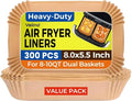 Vailnd 300Pcs Air Fryer Paper Liners Disposable, 8x5.5" Rectangle Parchment Paper, Sheets, Non-stick Liners for Rectangular Airfryer Basket Oilproof Waterproof