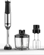 Immersion Blender, Hand Blender Heavy Duty Copper Motor, Stainless Steel Smart Stick with Egg Beaters, Chopper/Food Processor