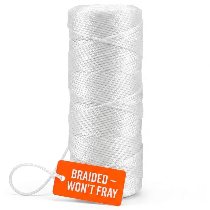 Bright White Twine String - #18 Strong Nylon String - 250 Ft Length - White String for Gardening, Nylon Twine for Plants