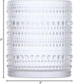 Fortessa Jupiter Beaded Hobnail Glass, 10 Ounce Double Old Fashioned (Set of 6), Clear