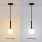 Modern Hanging Light Fixture Pendant Lighting for Kitchen Island Mid Century Black Pendant Lights with Globe Milky White Glass Pendant Light for Bedroom Bathroom Entryway (1 Pack)