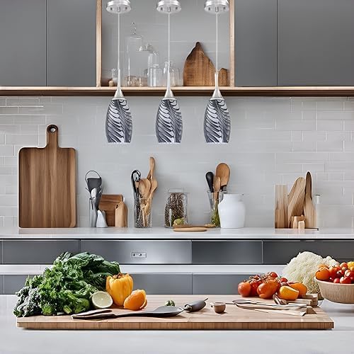 Mini Glass Pendant Light 4.72" with Handblown Black Gray Marble Art Glass Hanging Light 3-Pack Oval Ceiling Hanging Light Fixture for Dining Room Kitchen Island Cafe Foyer Hallway