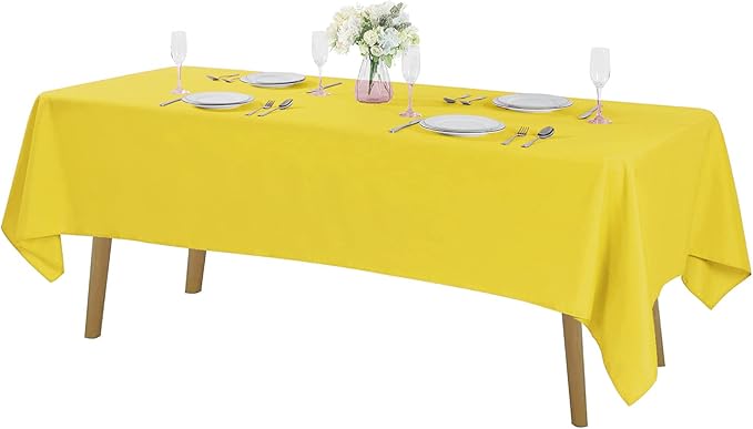 Rectangle Tablecloth 60x120 inch Washable Polyester Fabric Table Cloth for Wedding Party Dining Banquet Decoration（60x120, Yellow）