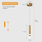 Modern Pendant Light Kitchen Fixture Dimmable LED Gold Mini Pendant Lighting fo Kitchen Island Bedroom Bedside Table Small Pendant Lights (1-Pack)