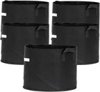 FCMP Outdoor 10-Gallon Modern Lightweight Non-Woven Insulating Fabric Breathable Grow Bags for Indoor or Outdoor Gardening, Black (5 Pack)