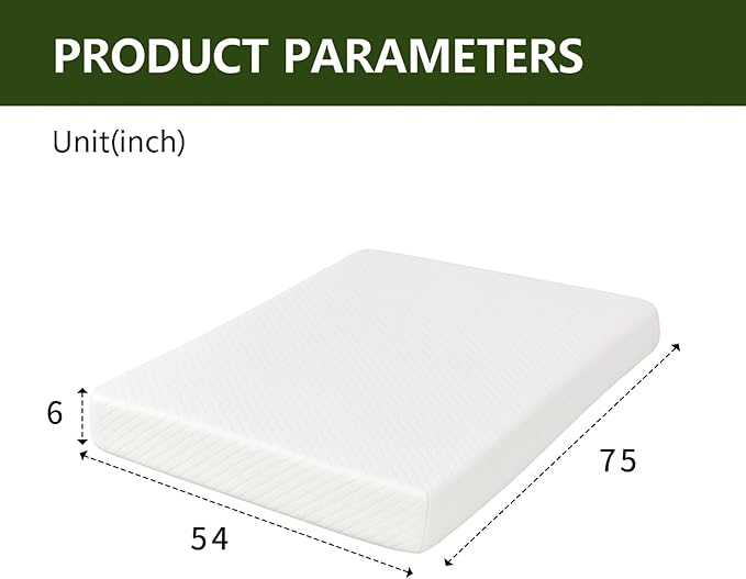 6 Inch Full Size Mattress in a Box,Memory Foam Mattress for Comfort Sleep, Cooling Night Sleep & Pressure Relief, Ships Compressed (6", Full)