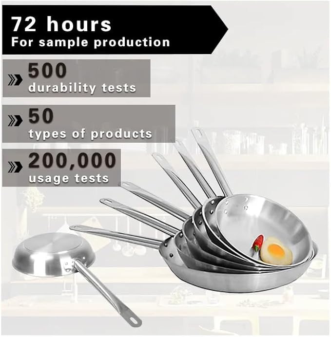 Shawnee 12-Inch Tri-Ply Stainless Steel Frying Pan – Induction & Oven Safe to 500°F – Professional Chef Skillet with Stay-Cool Handle