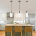 Pendant Light Fixture in Brushed Nickel Finish, 1-Light Modern Hanging Lighting Over Table, Adjustable Kitchen Island Lighting for Hallway Bedroom Office Bar Farmhouse