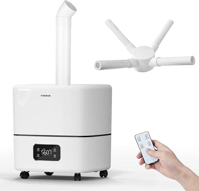 Humidifier Large Room, 30L/7.93Gal Large Commercial Humidifier 5000 sq.ft, Top-Fill Whole House Humidifiers with Extension Tube, 3 Mist Mode, Timer – Ideal for Plants, Office, Warehouse & Greenhouse