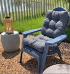 QILLOWAY Outdoor Chair Cushion for Patio Furniture, Waterproof Patio Cushions with Ties, Fade Resistant Replacement Pads for Outdoor Rocking Chairs,Charcoal Grey,Black