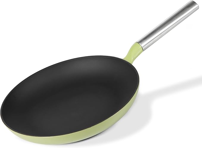 KOKHUB Upgraded 11 Inch Cast Iron Skillet, Titanium Enameled Nonstick Frying Pan, PFOA/PFAS-Free Cooking Pan, Dishwasher & Oven Safe Kitchen Cookware, Compatible with All Cooktops, Sage Green