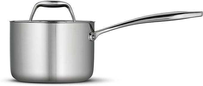 Tramontina Signature Tri-Ply Clad Stainless Steel 1.5-Quart Sauce Pan with Lid, Induction-Ready, Dishwasher-Safe, NSF-Certified, Made in Brazil